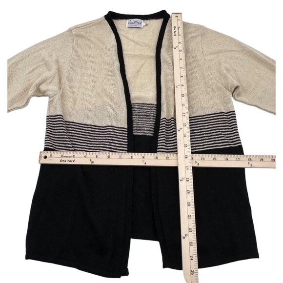 Sweetree Vintage Women's Beige & Black Open Front Cardigan Medium Lightweight - Picture 3 of 4